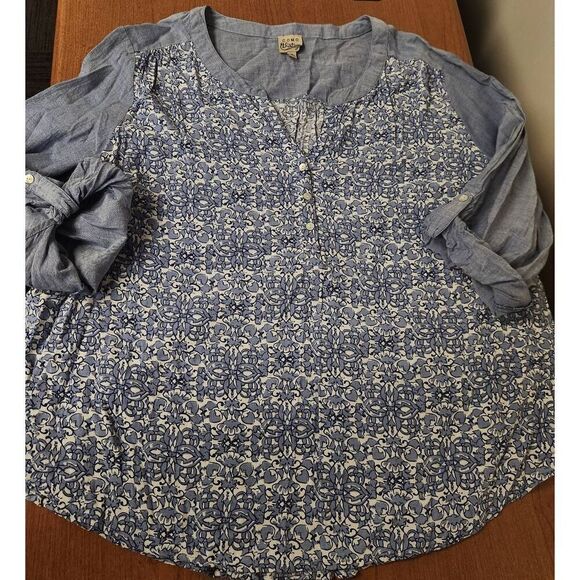 Como Vintage 2X ble floral top with roll-up sleeves - Picture 6 of 7